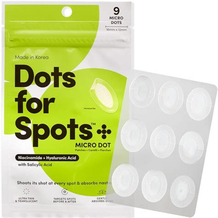 A Dots for Spots pimple patch container on a white background.