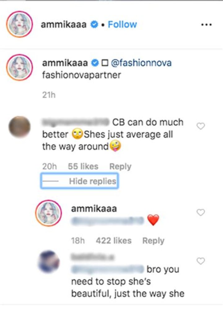 Ammika Harris Instagram Comment