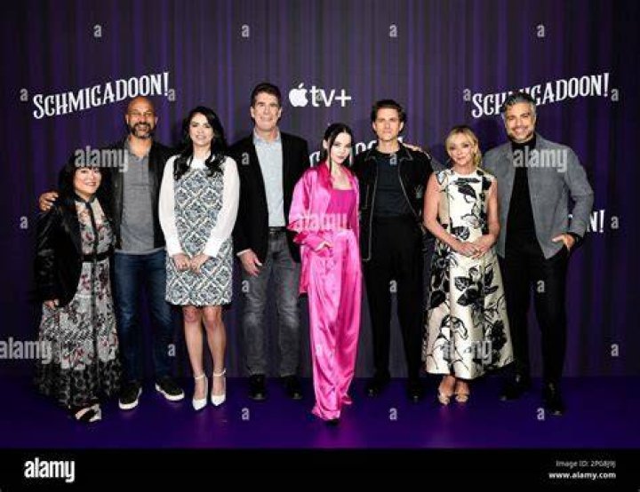 Ann Harada, Keegan-Michael Key, Cecily Strong, Cinco Paul, Dove Cameron, Aaron Tveit, Jane Krakowski and Jaime Camil 'Schmigadoon' TV Series photocall, New York, USA - 21 Mar 2023