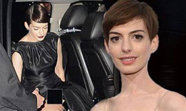 Anne Hathaway exposes her Spanx on set in New York