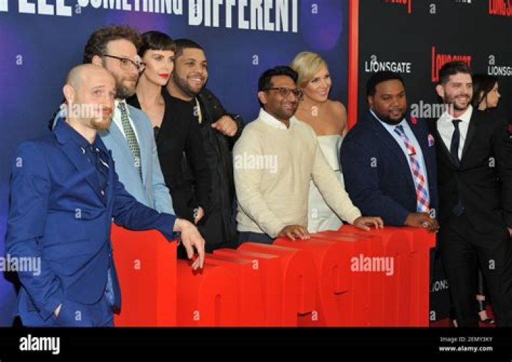 Anton Koval, Seth Rogen, Charlize Theron, O'Shea Jackson Jr, Ravi Patel, June Diane Raphael, Tristan D. Lalla, Jonathan Levine. Actors Anton Koval, left, Seth Rogen, Charlize Theron, O'Shea Jackson Jr, Ravi Patel, June Diane Raphael, Tristan D. Lalla and director Jonathan Levine pose together at the premiere of "Long Shot" at AMC Loews Lincoln Square, in New York NY Premiere of "Long Shot", New York, USA - 30 Apr 2019