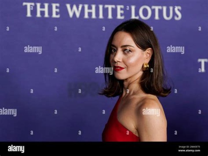 Aubrey Plaza, a cast member in "The White Lotus," poses at the Season 2 premiere of the HBO series, at Goya Studios in Los Angeles LA Premiere of "The White Lotus" Season Two, Los Angeles, United States - 20 Oct 2022