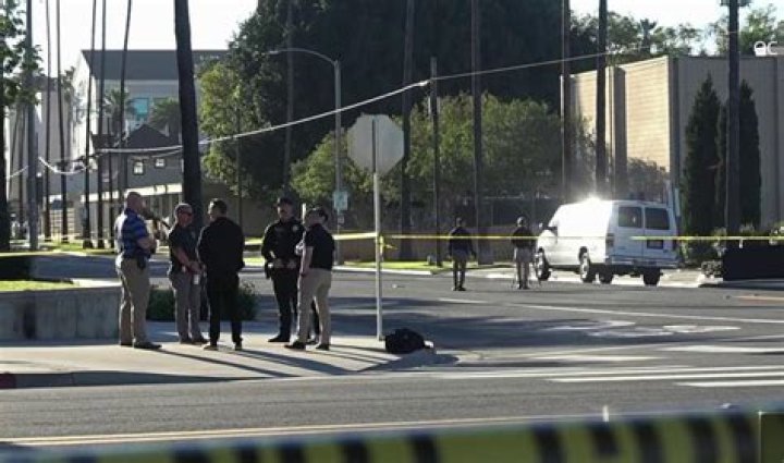 Authorities at the scene of the mass shooting