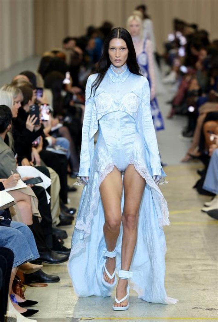 Bella Hadid walking the runway at Paris Fashion Week