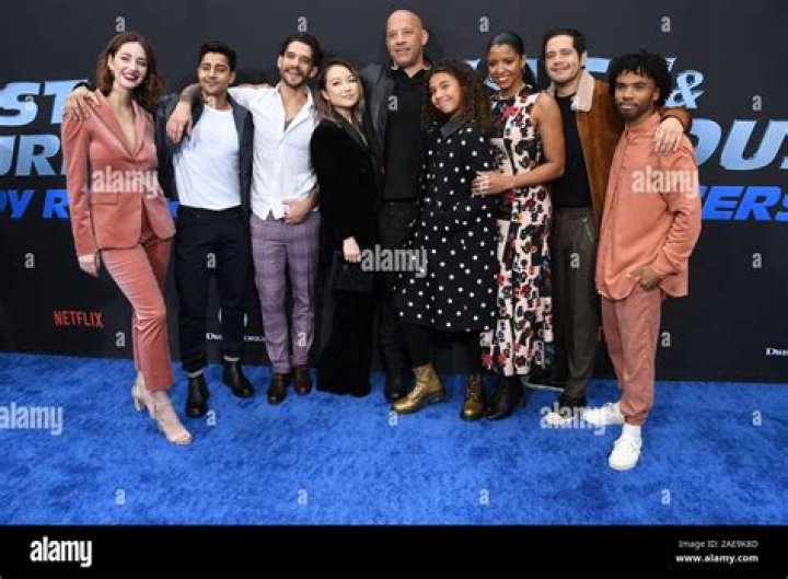 Camille Ramsey, Manish Dayal, Tyler Posey, Charlet Chung, Vin Diesel, Similce Diesel, Renee Elise Goldsberry, Jorge Diaz and Luke Youngblood 'Fast & Furious: Spy Racers' TV show premiere, Arrivals, Universal Cinema, Los Angeles, USA - 07 Dec 2019