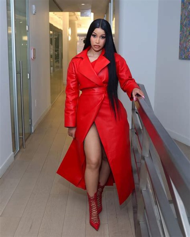 Cardi B in red leather