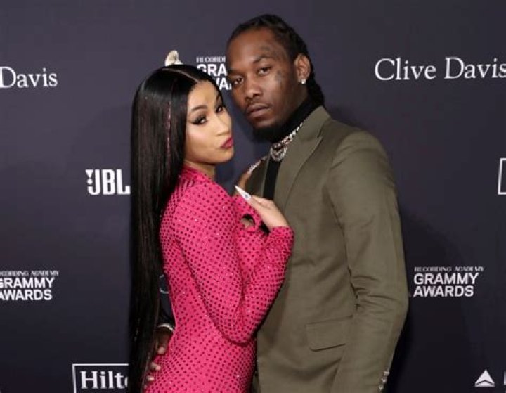 Cardi B Stuns In A Low-Cut Pink Dress While Cuddling With Husband Offset At Pre-Grammy Party
