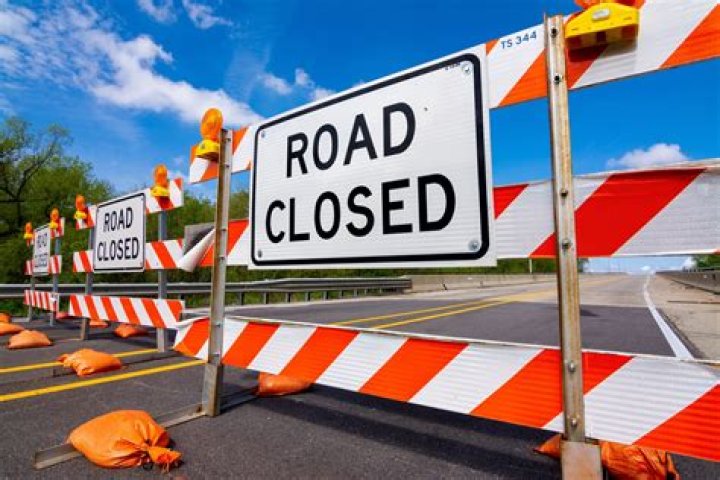 Cars Stop On Road Blocked By Debris