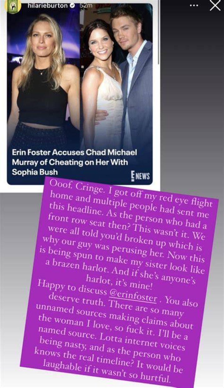 Chad Michael Murray Reacts to Erin Foster’s Sophia Bush Cheating Claim – Hollywood Life