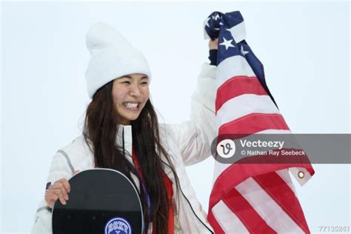 Chloe Kim, of the United States, holds the first place finish following the snowboarding halfpipe finals, during Dew Tour at Copper Mountain, Colo Halfpipe Qualifying Snowboarding Olympics, Copper Mountain, United States - 19 Dec 2021