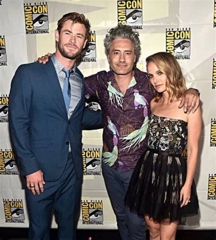 Chris Hemsworth, Taika Waititi and Tessa Thompson