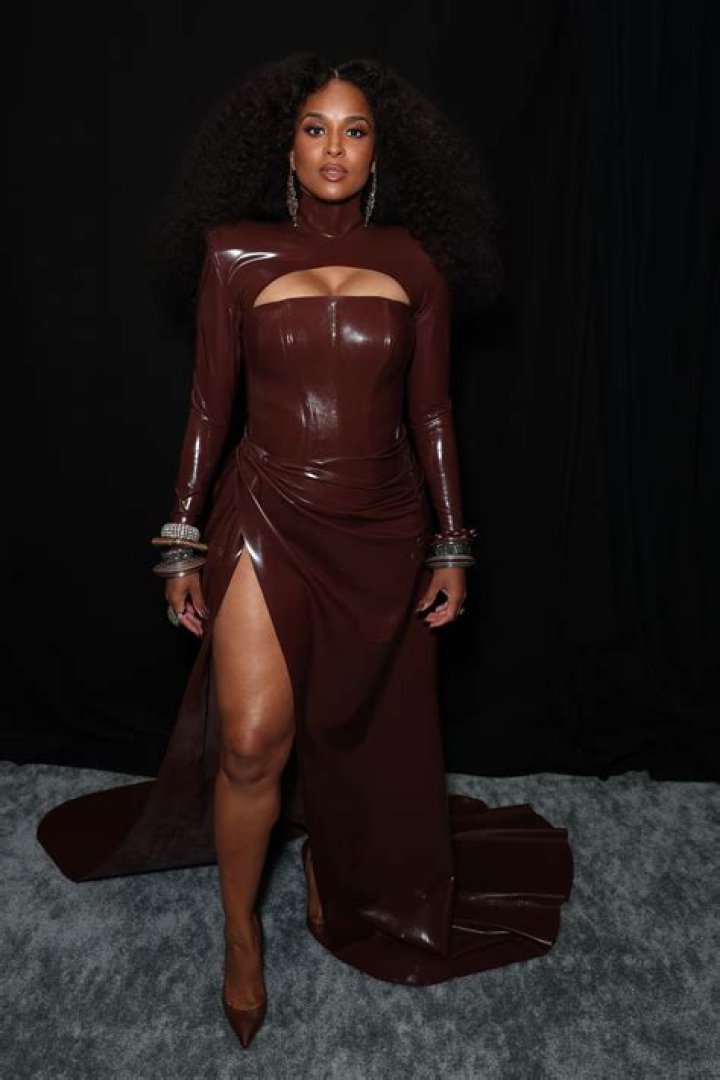 Ciara in a see-through gown