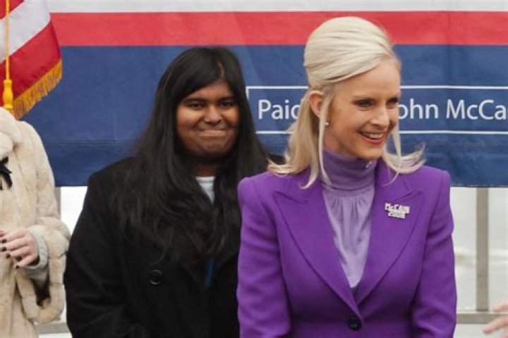 Cindy McCain, Bridget McCain. Cindy McCain, wife of Republican presidential candidate Sen. John McCain, R-Ariz., embraces their adopted daughter, Bridget, right, during the Republican National Convention in St. Paul, Minn Republican Convention, St. Paul, USA - 2 Sep 2008