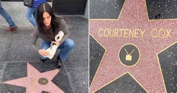 Courteney Cox Brings Monica Geller Vibes As She Cleans Her Walk Of Fame Star & Scolds People Walking On It