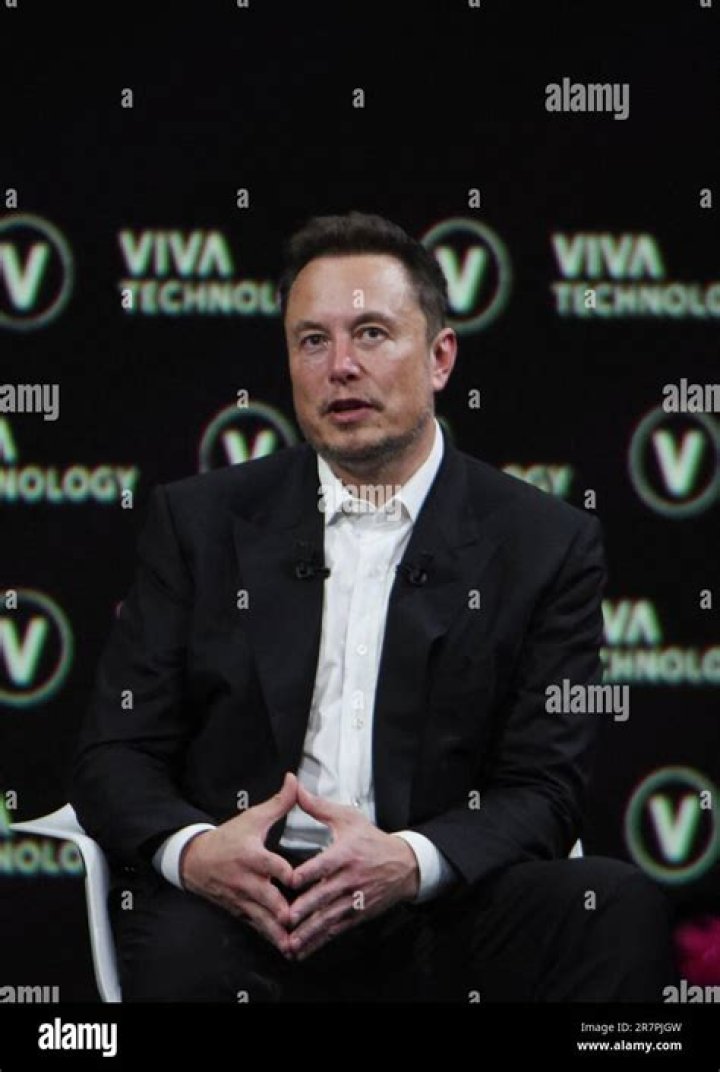 Elon Musk and Publicis Groupe Chairman Maurice Levy speaks during the Viva Technology (Vivatech) 2023 Fair in Paris France on June 16, 2023. Elon Musk At The Viva Technology 2023 Fair - Paris, France - 16 Jun 2023