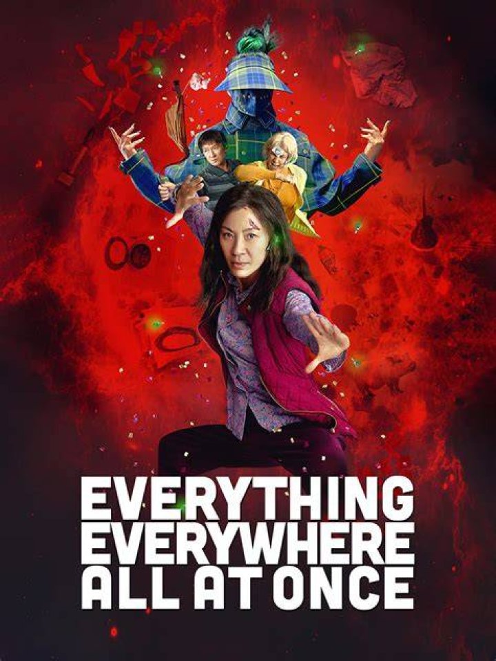 EVERYTHING EVERYWHERE ALL AT ONCE, from left: Stephanie Hsu, Michelle Yeoh, Ke Huy Quan, 2022. &copy; A24 / Courtesy Everett Collection