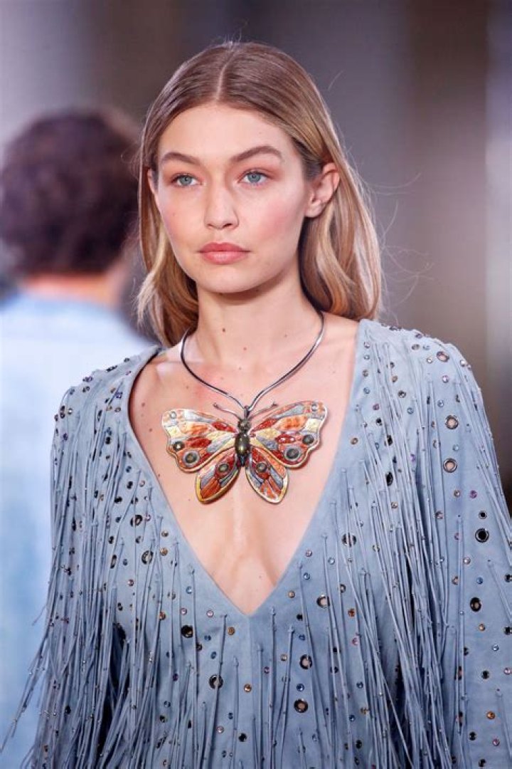 Gigi Hadid walks in the Moschino MFW show