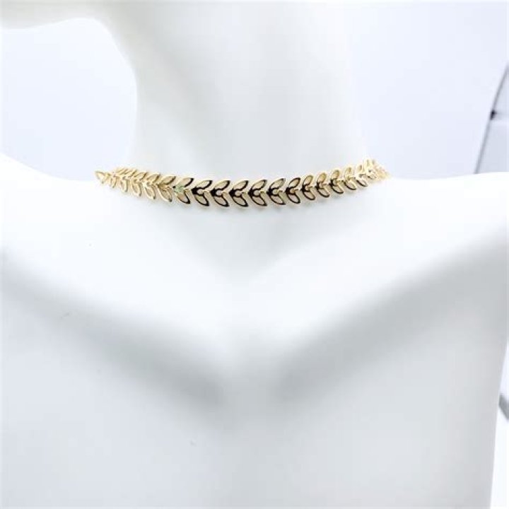 Gold leaf choker necklace