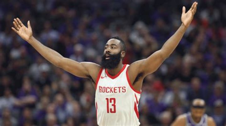 James Harden Houston Rockets at Atlanta Hawks, USA - 03 Nov 2017 Houston Rockets guard James Harden reacts during the second half of the NBA basketball game between the Houston Rockets and the Atlanta Hawks at Philips Arena in Atlanta, Georgia, USA, 03 November 2017.