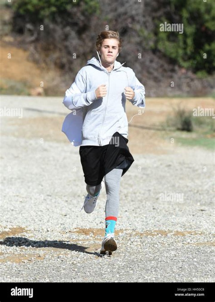 Justin Bieber goes for a run