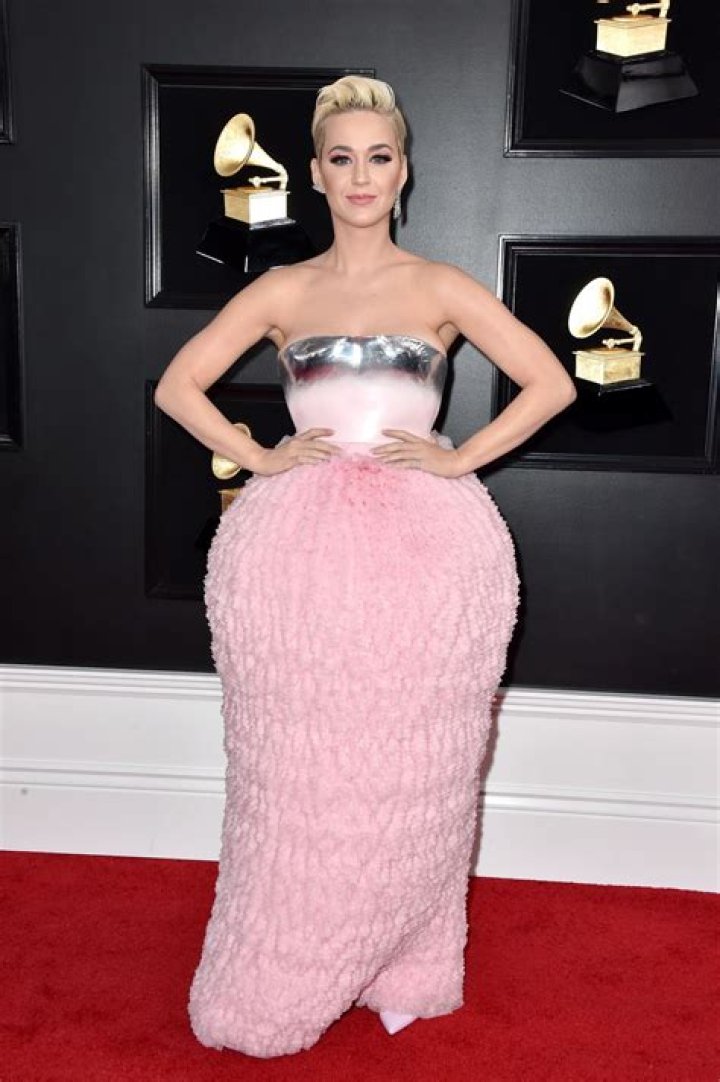 Katy Perry 61st Annual Grammy Awards, Arrivals, Los Angeles, USA - 10 Feb 2019 Wearing Balmain Same Outfit as catwalk model *10068488af