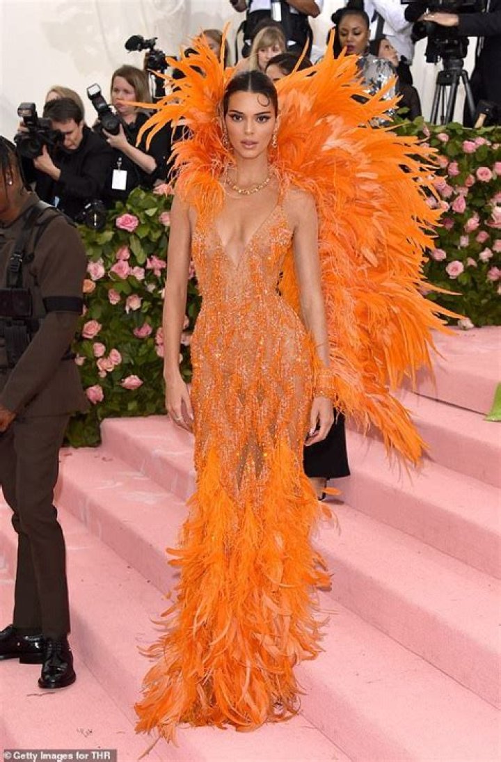 Kendall Jenner In Bright Orange Mini