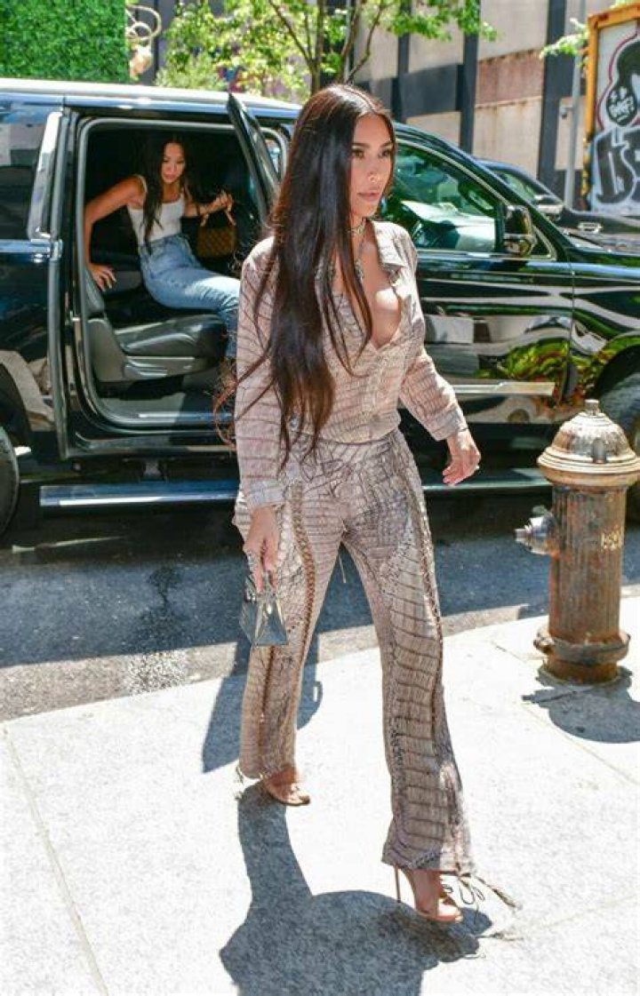Kim Kardashian in a snakeskin top