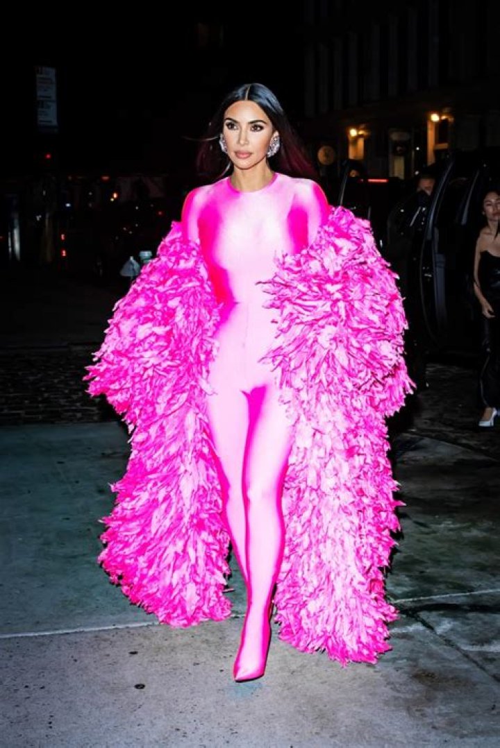 Kim Kardashian In Neon Pink Outfit