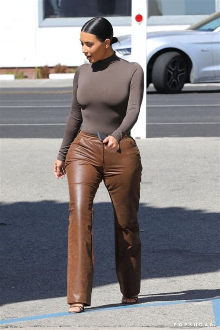 Kim Kardashian wearing leather