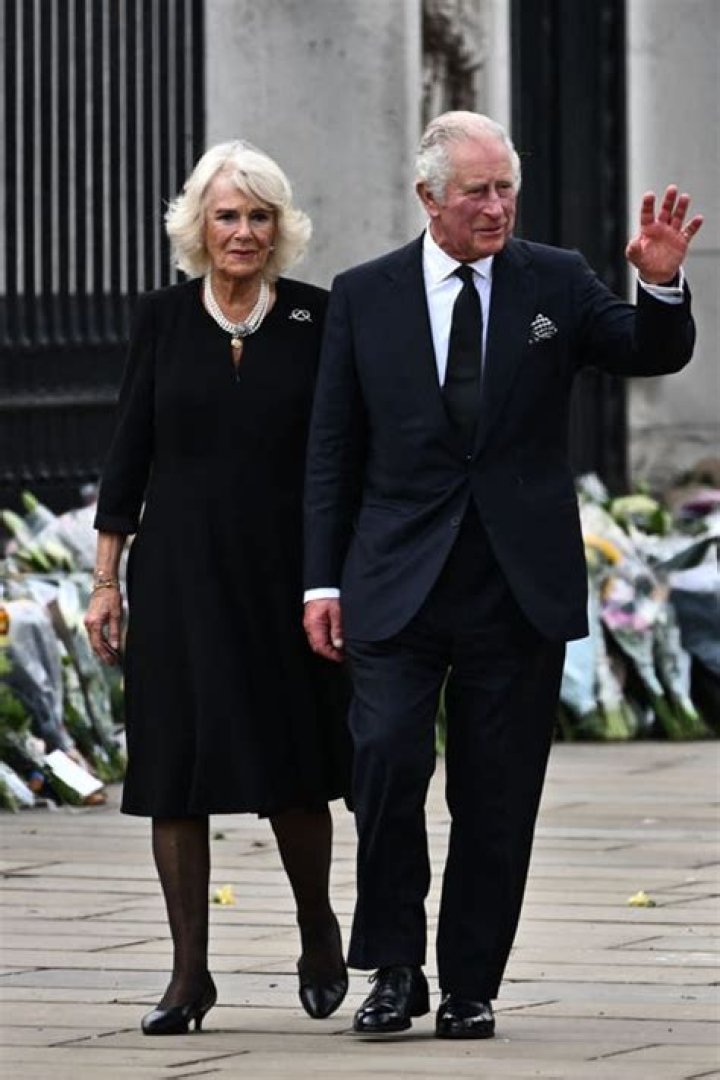 King Charles II and Camilla Queen Consort with Prince Harry and Meghan Duchess of Sussex The State Funeral of Her Majesty The Queen, Gun Carriage Procession, Wellington Roundabout, London, UK - 19 Sep 2022