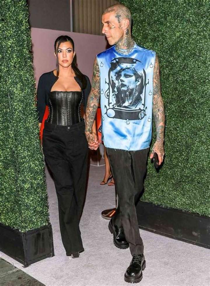 Kourtney Kardashian Stuns In Black Corset Top At Kylie Cosmetics Party With Travis Barker