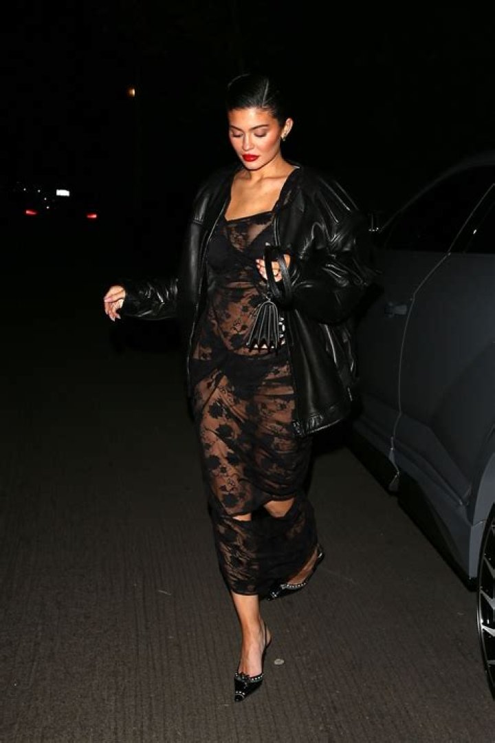 Kylie Jenner In Sheer Lace Outfit