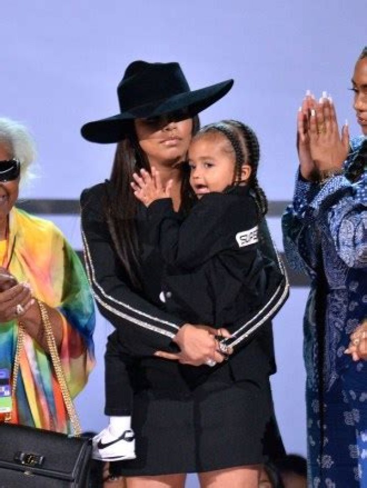 Lauren London and family accept Humanitarian award on behalf of Nipsey Hussle onstage during the 19th annual BET Awards at the Microsoft Theater in Los Angeles on June 23, 2019. The BET Awards were established in 2001 by the Black Entertainment Television network to celebrate African Americans and other American minorities in entertainment, culture and sports over the past year. The show will air live on BET beginning at 8 p.m. EST. Bet Awards 2019, Los Angeles, California, United States - 24 Jun 2019