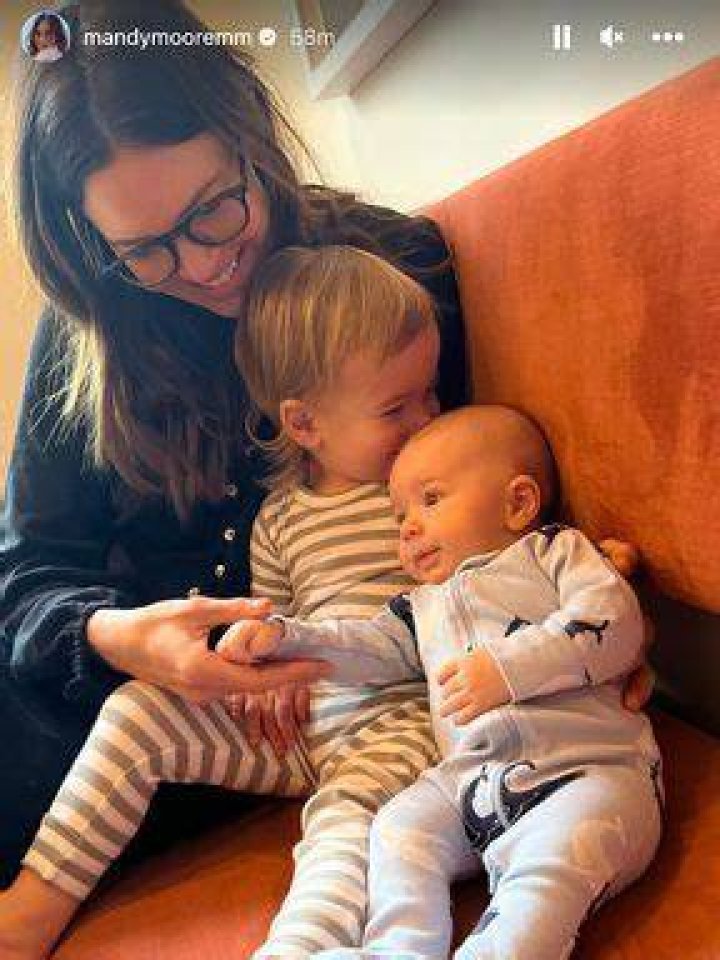 Mandy Moore’s Son, Gus, 1, Cuddles Newborn Brother Ozzie: Cute Photo