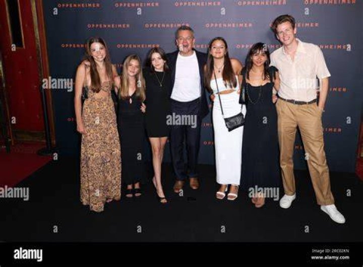 Matt Damon, Alexia Damon, Isabella Damon, Gia Damon and Stella Damon and Guest attends Oppenheimer Premiere held at Grand Rex on July 11, 2023 in Paris, France. Oppenheimer Premiere - Paris JD - 11 Jul 2023