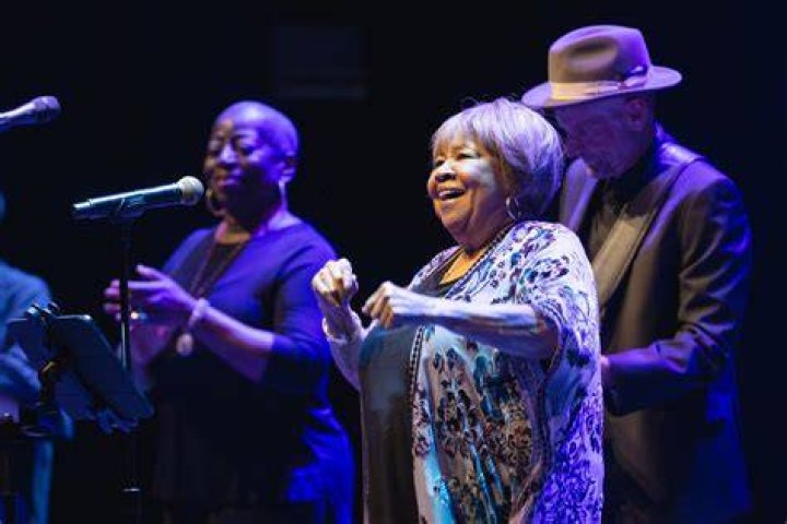 Mavis Staples, The Celebration Gospel Choir. Mavis Staples performs on stage with The Celebration Gospel Choir during the "Silence the Violence" Benefit Concert held at The Anthem, in Washington "Silence the Violence" Benefit Concert - Show, Washington, USA - 11 Oct 2019