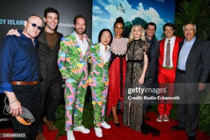 Michael Rooker, Austin Stowell, Ryan Hansen, Jimmy O. Yang, Parisa Fitz-Henley, Portia Doubleday, Jeff Wadlow, Jason Blum and Tony Vinciquerra 'Fantasy Island' film premiere, Arrivals, AMC Century Center 15, Los Angeles, USA - 11 Feb 2020