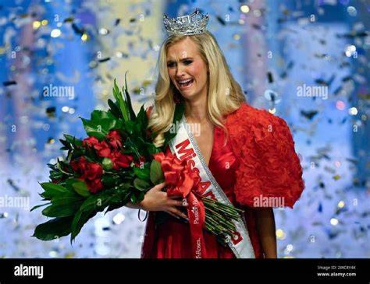 Miss Colorado, Madison Marsh reacts after being named Miss America 2024 at the Dr. Phillips Center for the Performing Arts in Orlando, Florida on Sunday, January 14, 2024. . Miss America Pageant in Orlando, Florida - 14 Jan 2024