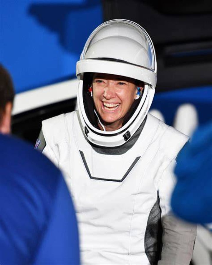 NASA Astronaut Megan McArthur smiles as she stops to greet her family as she walks out from the O&C Building at the Kennedy Space Center, Florida on Friday, April 23, 2021. McArthur is assigned as Pilot for the second operational mission to the International Space Station NASA crew-2 walks out for launch from the Kennedy Space Center, Florida, USA - 23 Apr 2021