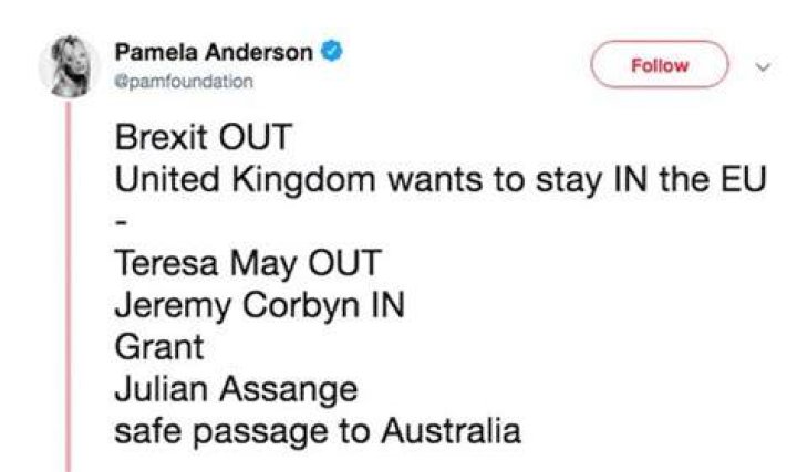 Pamela Anderson Tweet