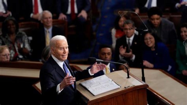 President Joe Biden delivers his first State of the Union address to a joint session of Congress at the Capitol, in Washington, as Vice President Kamala Harris and Speaker of the House Nancy Pelosi of Calif., look onState of the Union, Washington, United States - 01 Mar 2022