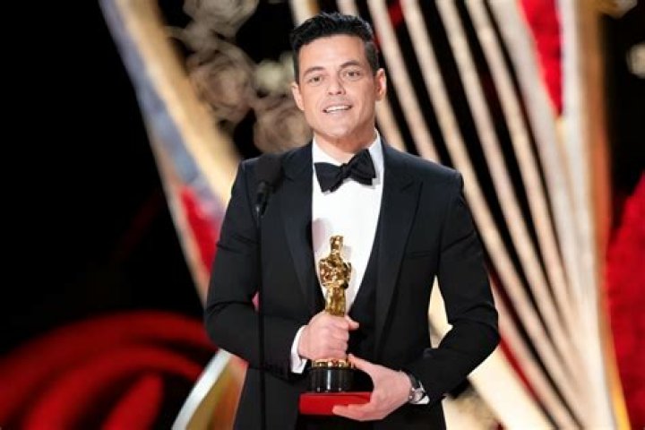 Rami Malek Holding His Oscar