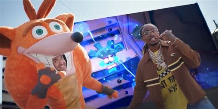 Rapper Quavo With Crash Bandicoot During a Shoot for the new Game