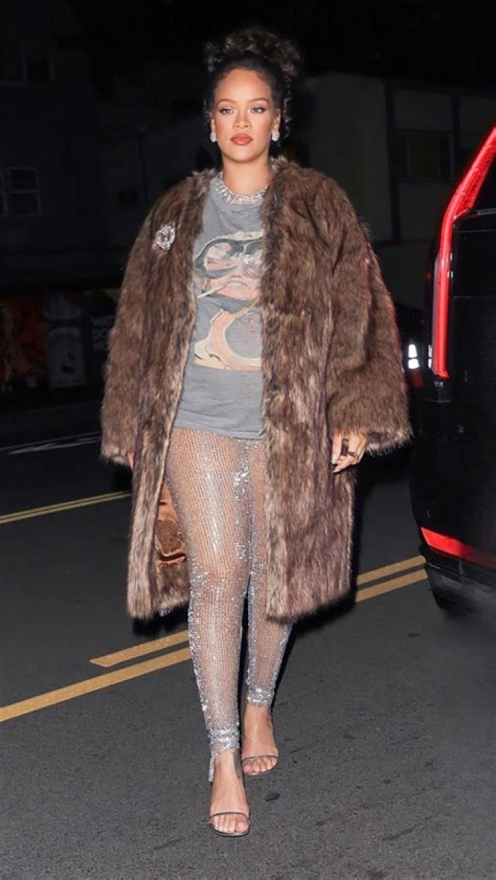 Rihanna In Sheer Sequined Pants