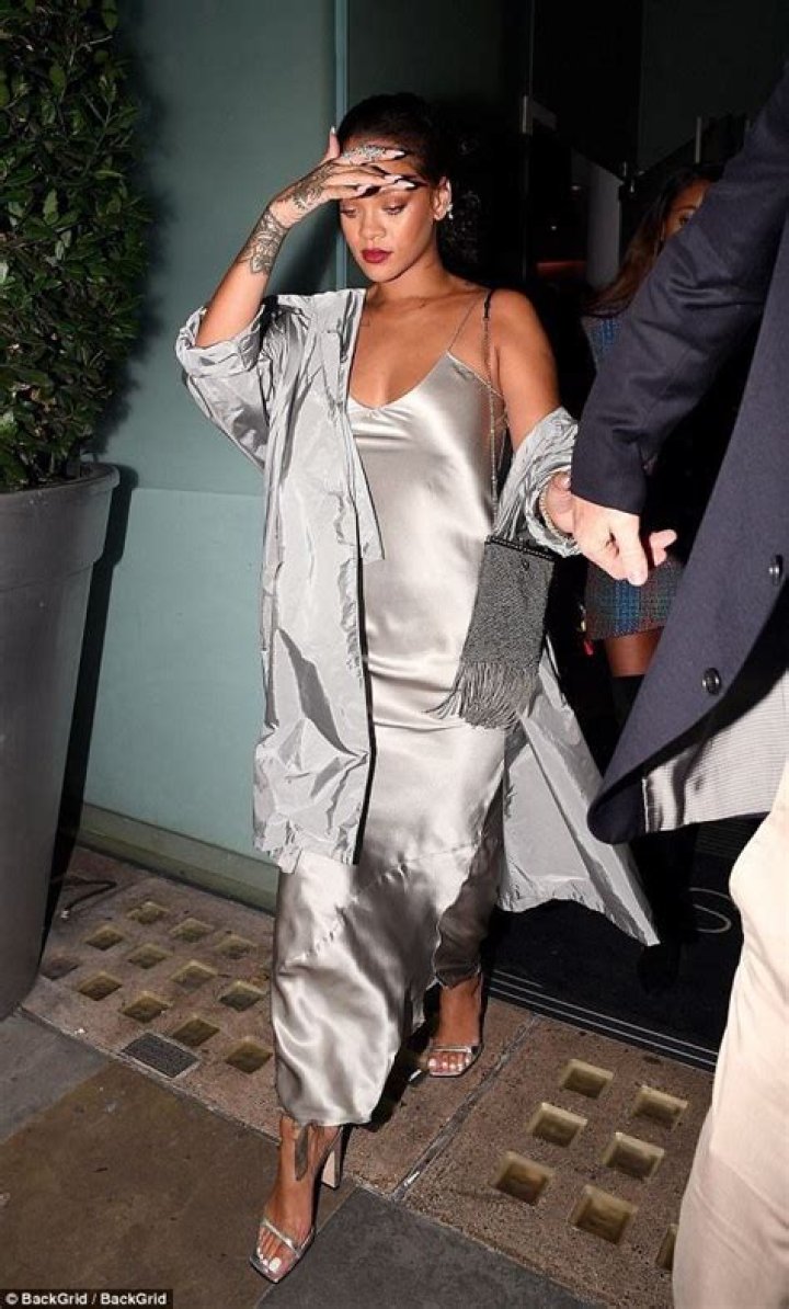 Rihanna In SIlver Slip Dress