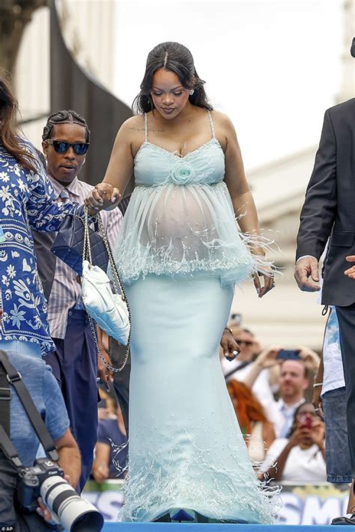 Rihanna Shows Off Her Baby Bump In Sexy Sheer Gown At Jay-Z’s Oscar Party