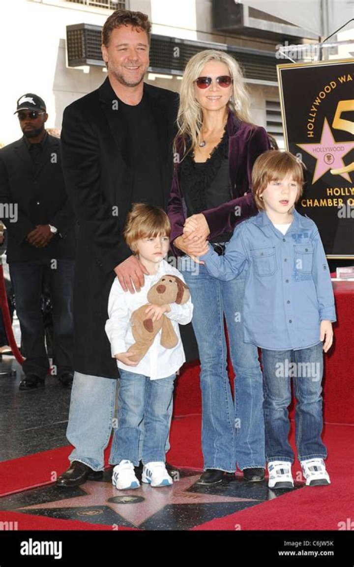 Russell Crowe, Danielle Spencer, Tennyson Crowe and Charlie Crowe Russell Crowe Walk of Fame Star Ceremony, Hollywood, California, America - 12 Apr 2010