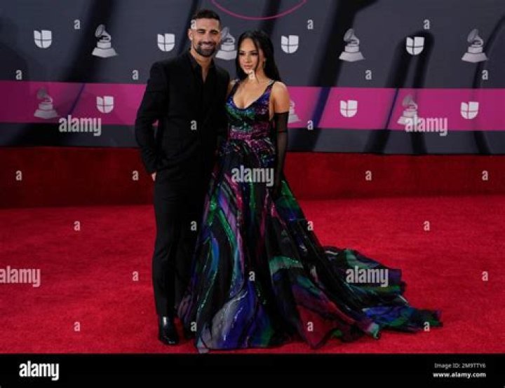 Sebastian Lletget, left, and Becky G arrive at the 23rd annual Latin Grammy Awards at the Mandalay Bay Michelob Ultra Arena, in Las Vegas 2022 Latin Grammy Awards - Arrivals, Las Vegas, United States - 17 Nov 2022