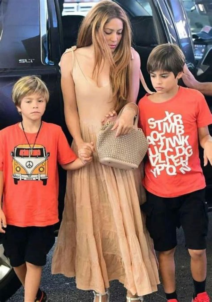 Shakira Rocks Peach Summer Dress While Out With Her Sons, 7 & 9, After She’s Charged With Tax Fraud
