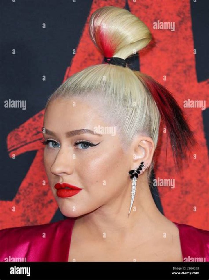 Singer Christina Aguilera wearing a Galia Lahav dress 'Mulan' film premiere, Arrivals, Los Angeles, USA - 09 Mar 2020